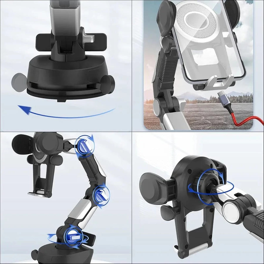 2 in 1 360° Rotating Car Phone Holder with Strong Suction Mount for Dashboard and Air Vent