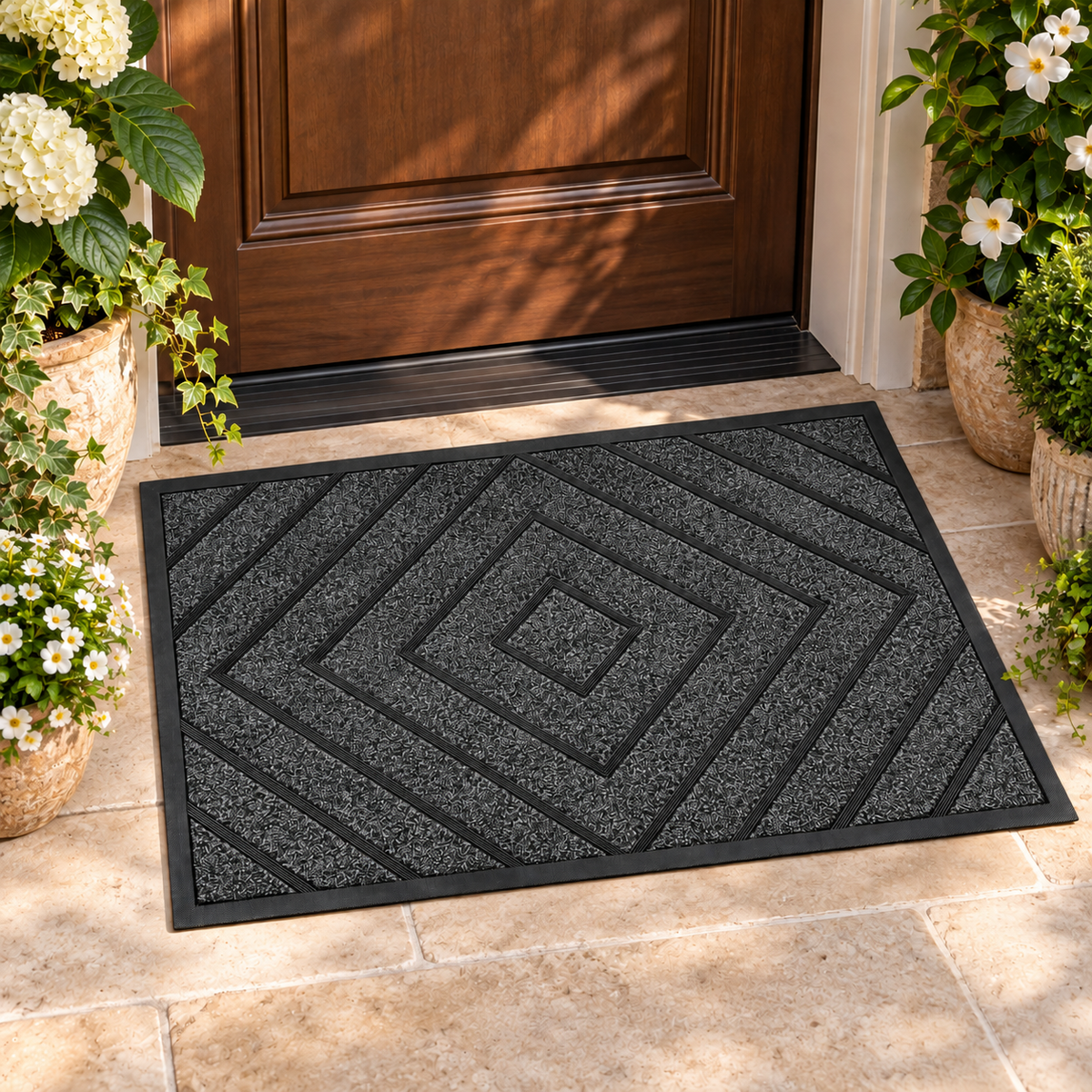 Geometric Textured Entrance Door Mat 88.5 × 60 cm