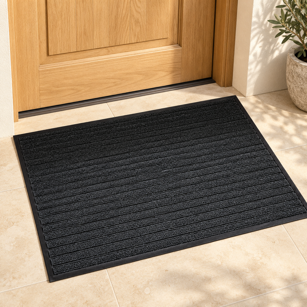 Large Striped Entrance Door Mat 117 × 77 cm