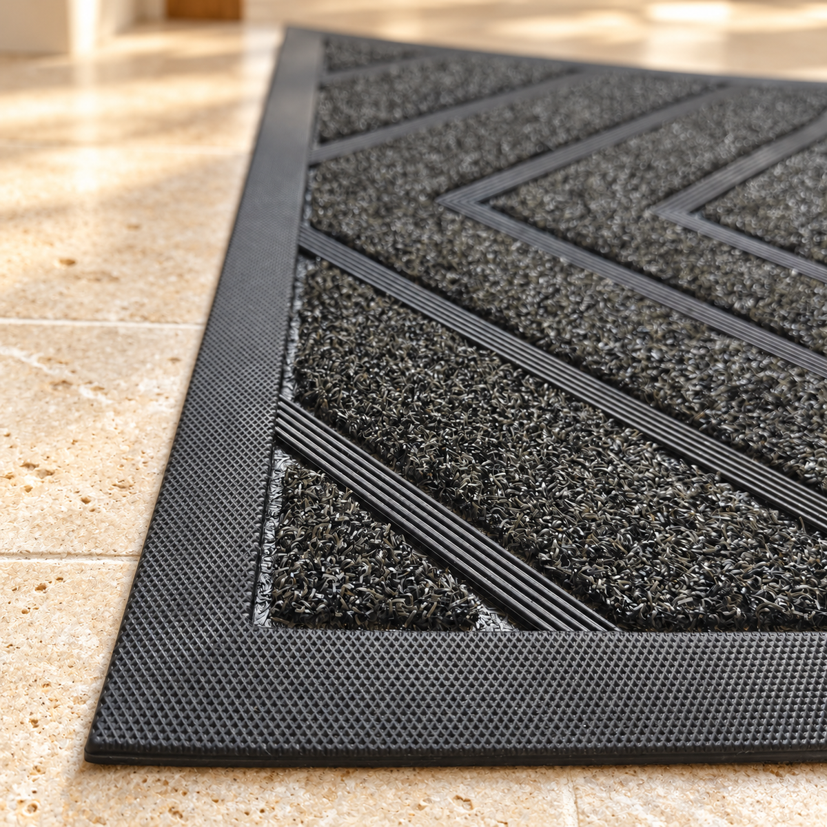 Geometric Textured Entrance Door Mat 74.5 × 45 cm