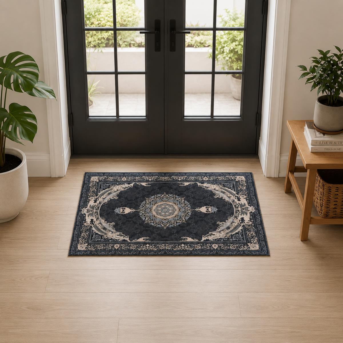 Premium Traditional Area Rug with Non-Slip Backing Elegant Decorative Indoor Floor Carpet 80*50 cm