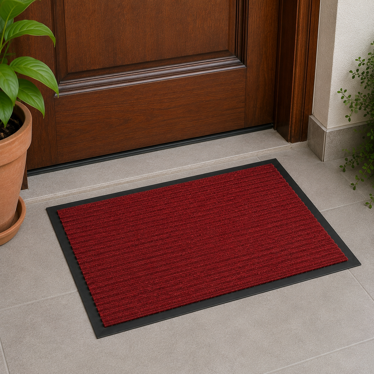 Ribbed Dirt Trapping Entrance Door Mat Non Slip Indoor Outdoor Floor Mat