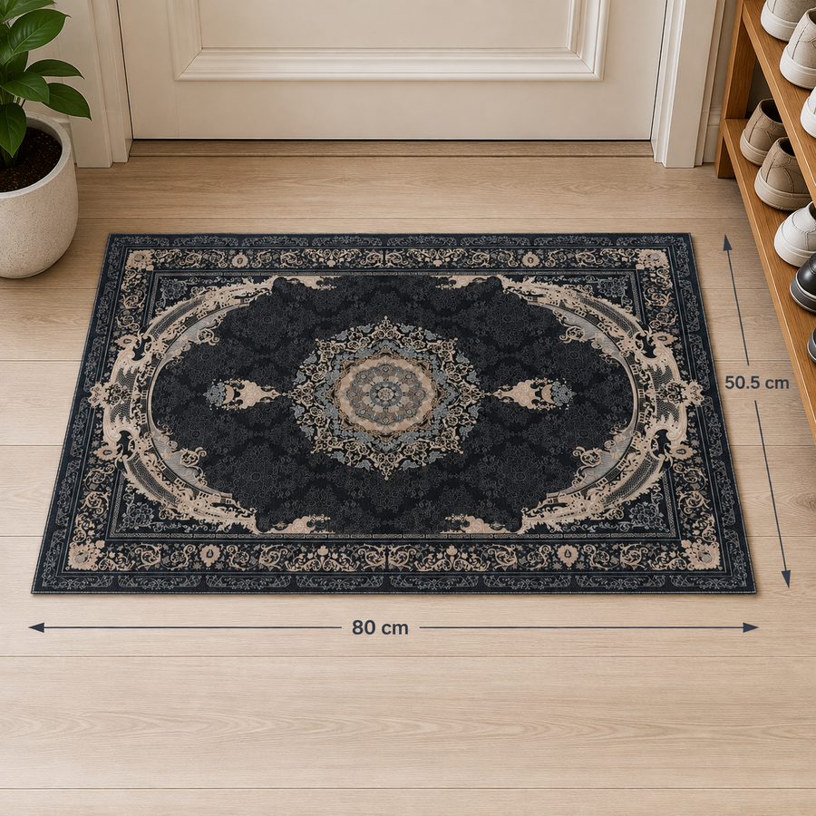 Premium Traditional Area Rug with Non-Slip Backing Elegant Decorative Indoor Floor Carpet 80*50 cm