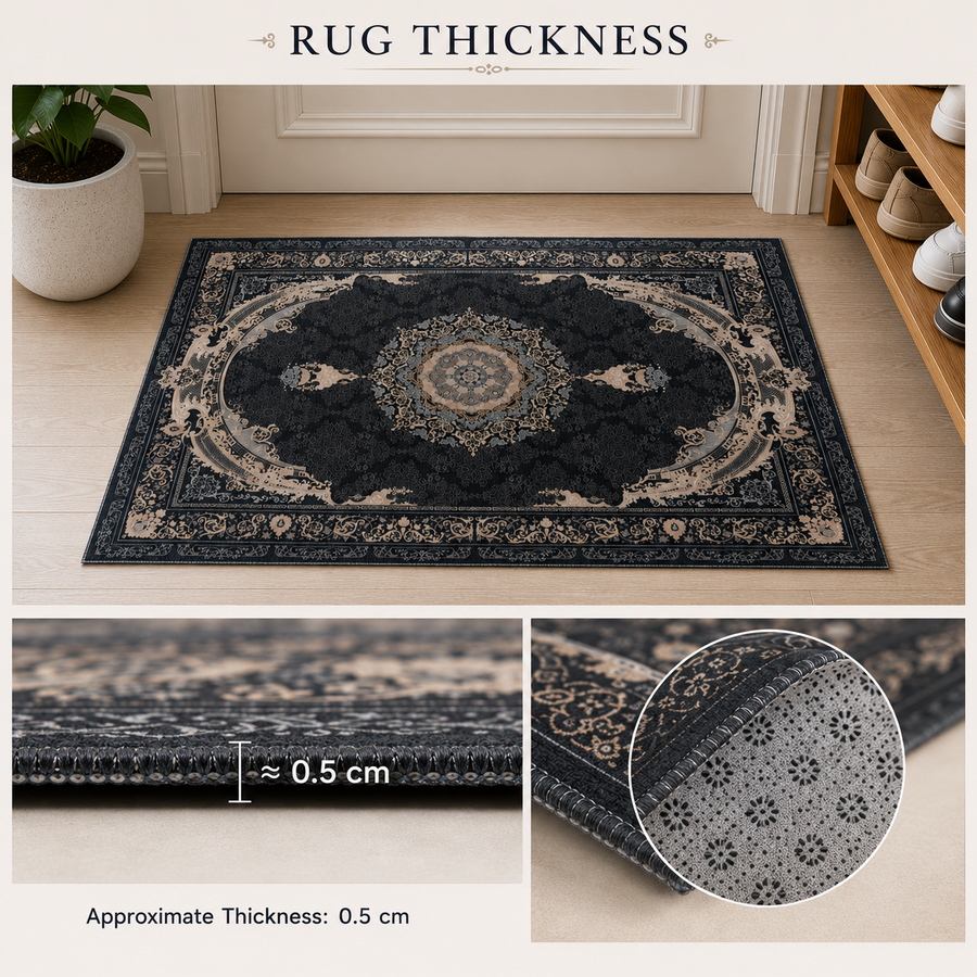 Premium Traditional Area Rug with Non-Slip Backing Elegant Decorative Indoor Floor Carpet 80*50 cm