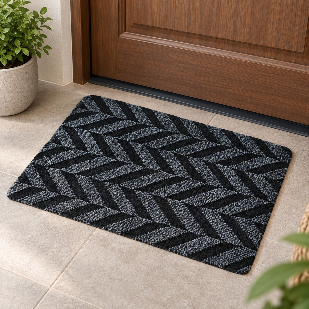 Geometric Non-Slip Door Mat Dirt Trapping Indoor Entrance Rug