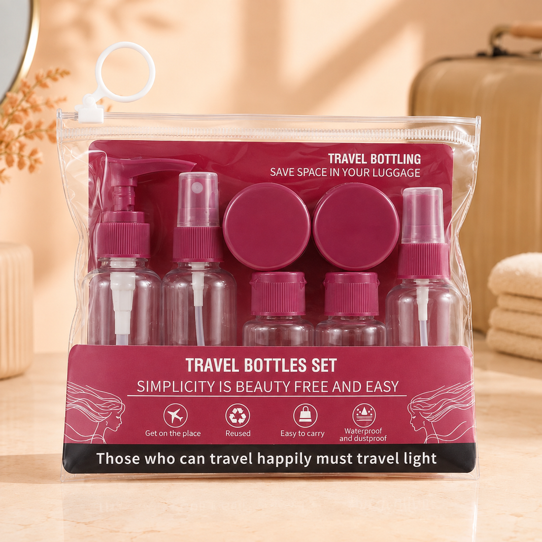 Travel Toletry Bottles & Containers Set with Clear Carry Pouch