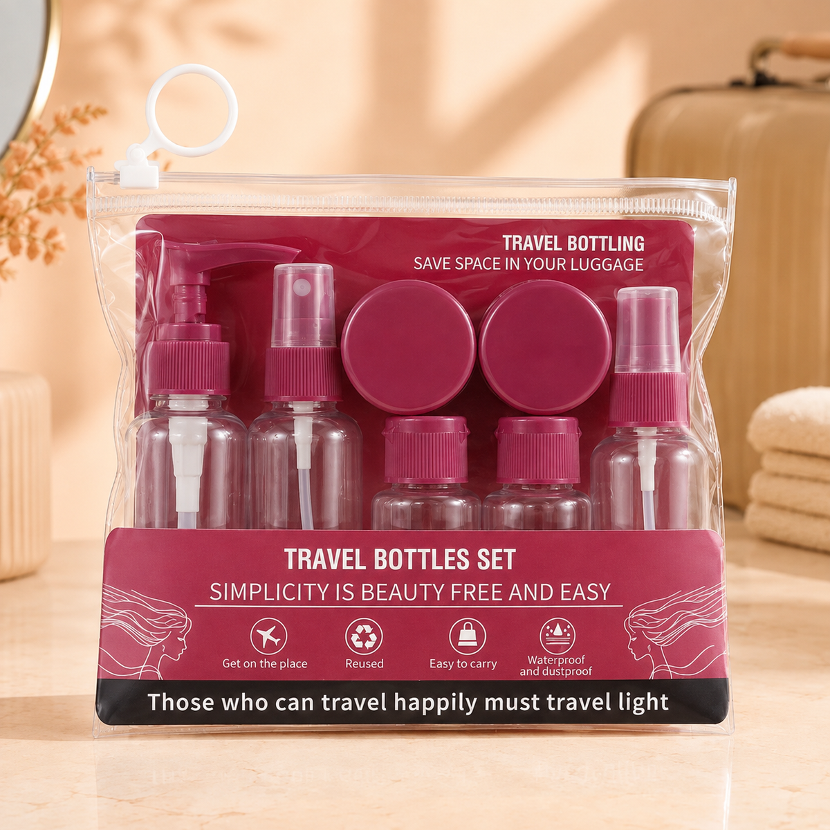 Travel Toletry Bottles & Containers Set with Clear Carry Pouch