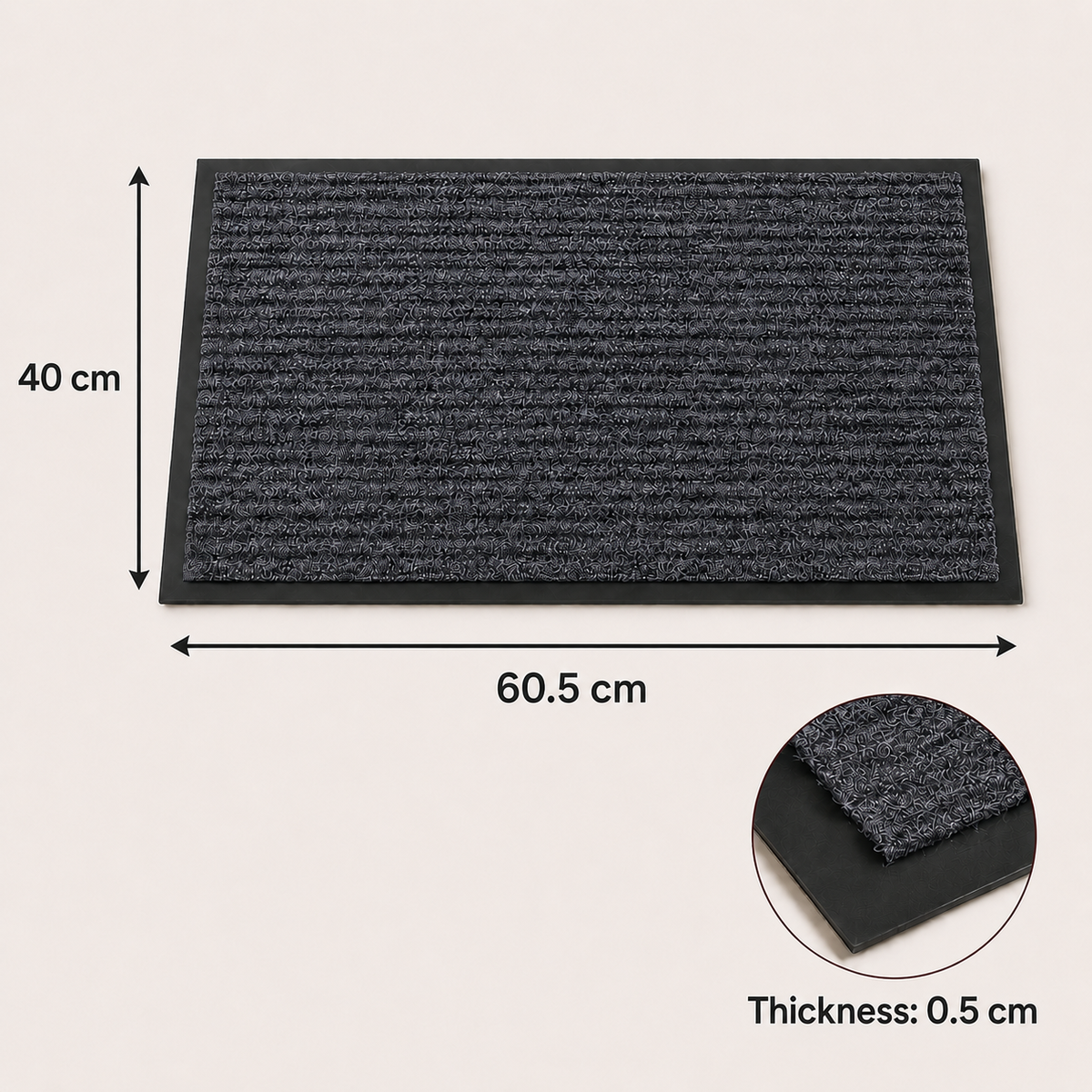Ribbed Dirt Trapping Entrance Door Mat Non Slip Indoor Outdoor Floor Mat