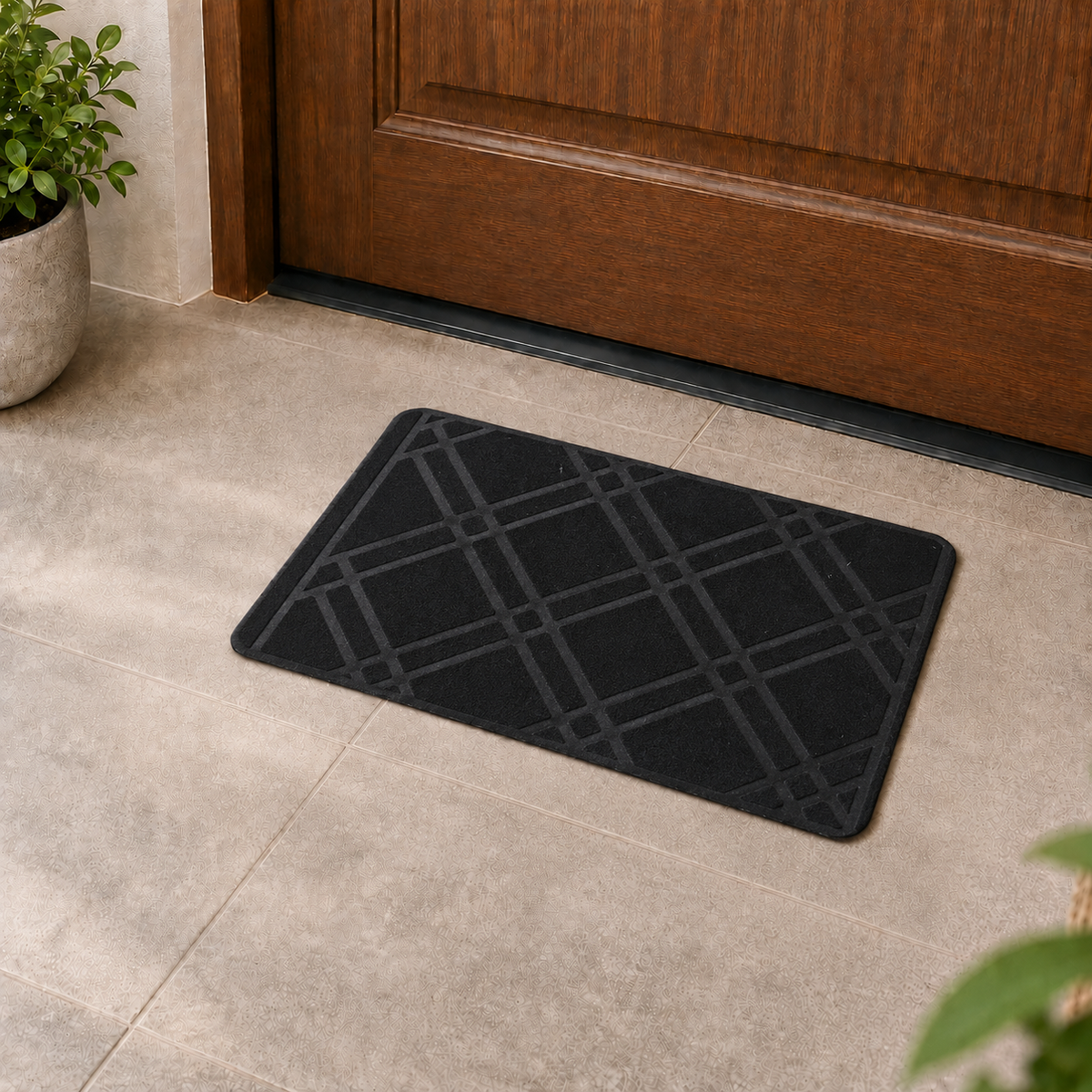 Geometric Non-Slip Door Mat Dirt Trapping Indoor Entrance Rug