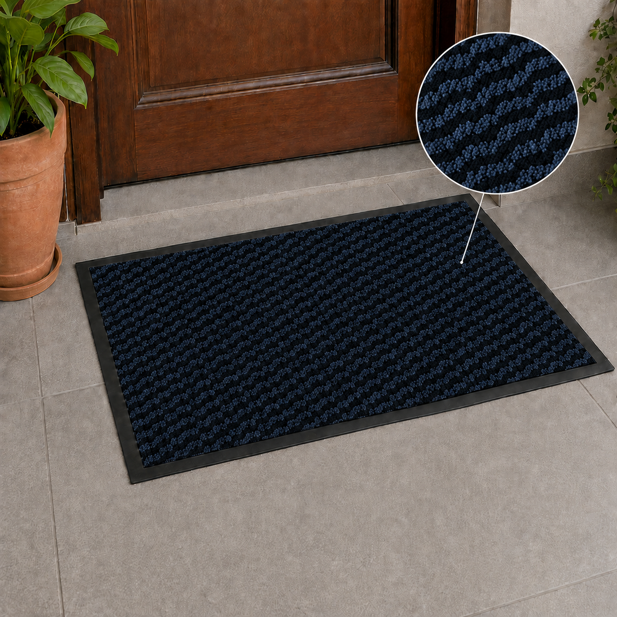 Ribbed Dirt Trapping Entrance Door Mat Non Slip Indoor Outdoor Floor Mat