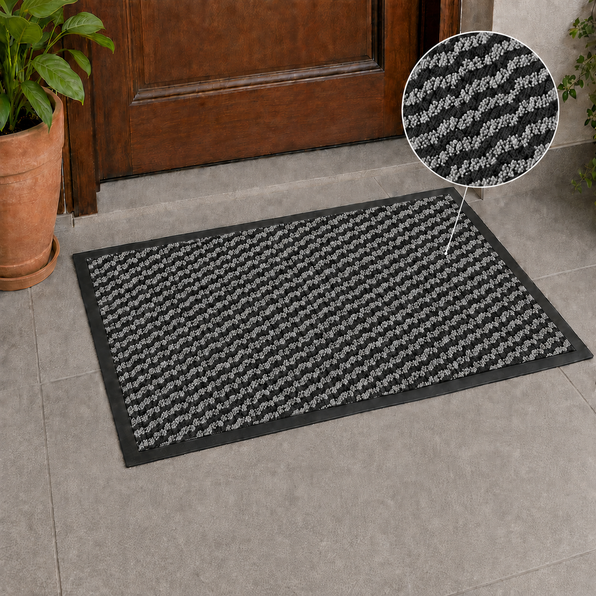 Ribbed Dirt Trapping Entrance Door Mat Non Slip Indoor Outdoor Floor Mat