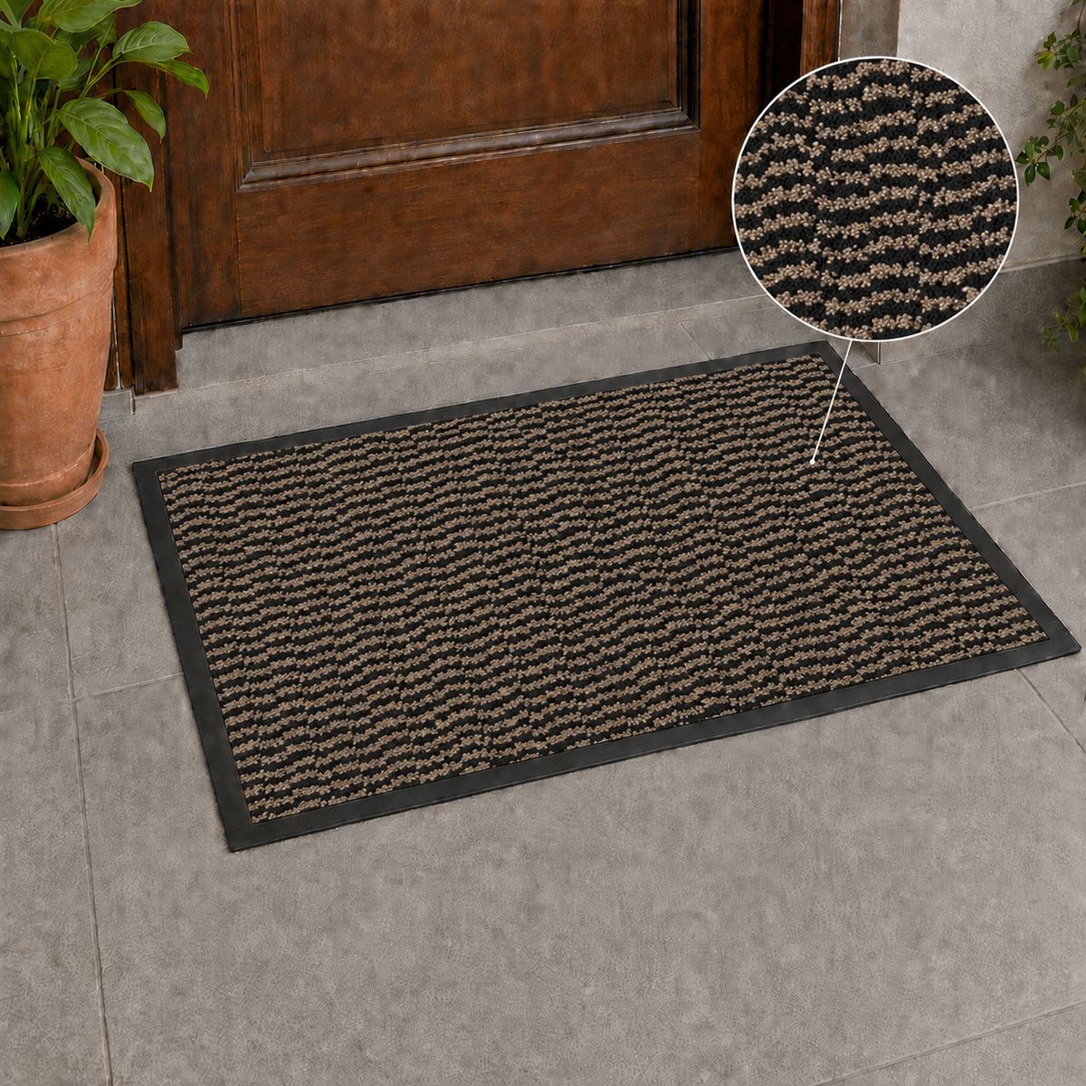 Ribbed Dirt Trapping Entrance Door Mat Non Slip Indoor Outdoor Floor Mat