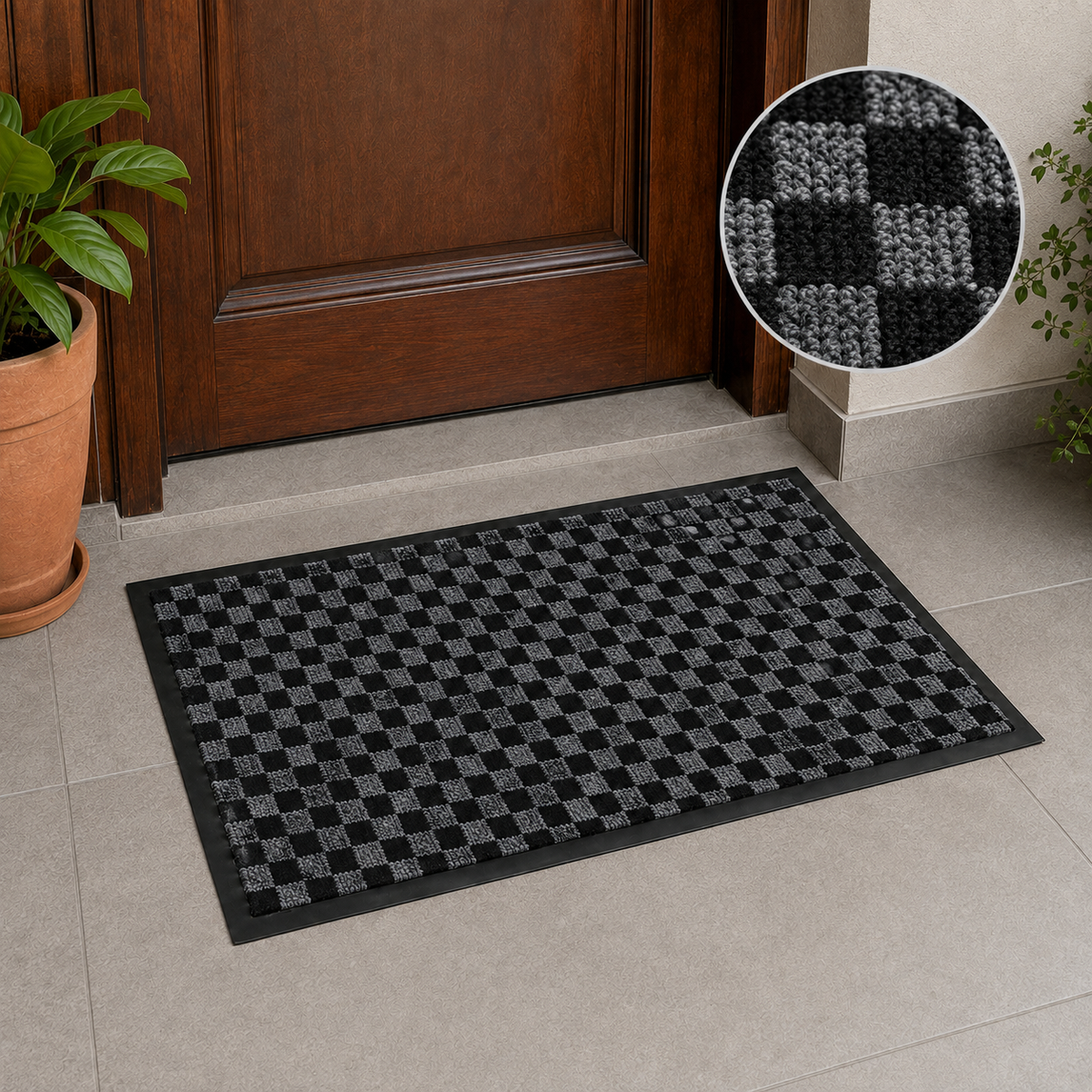 Ribbed Dirt Trapping Entrance Door Mat Non Slip Indoor Outdoor Floor Mat
