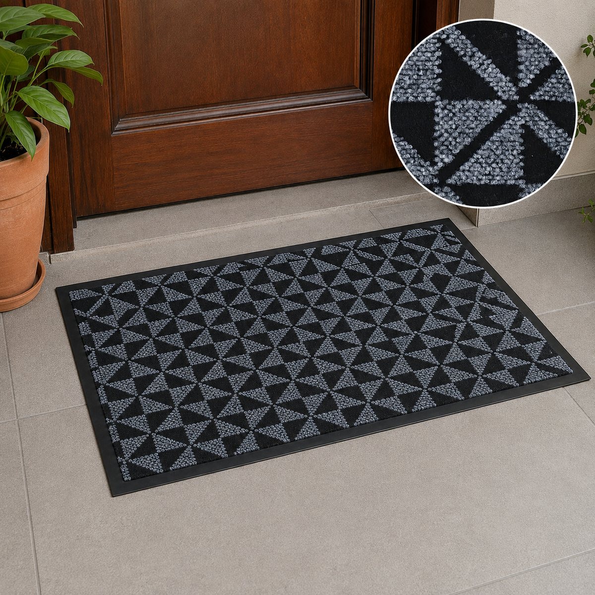 Ribbed Dirt Trapping Entrance Door Mat Non Slip Indoor Outdoor Floor Mat