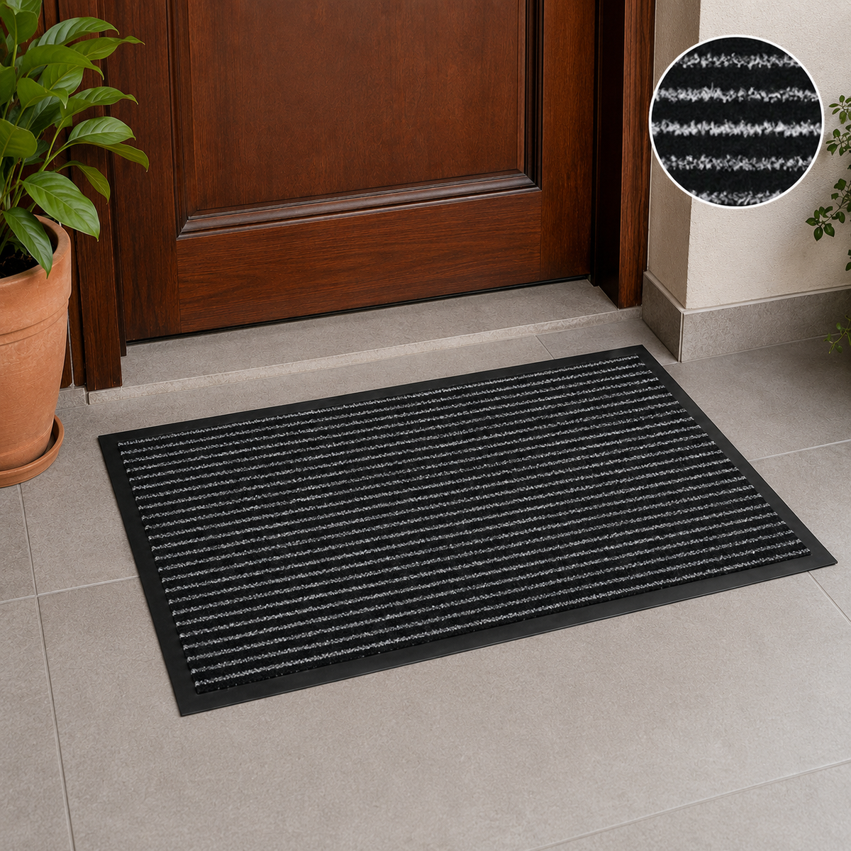 Ribbed Dirt Trapping Entrance Door Mat Non Slip Indoor Outdoor Floor Mat