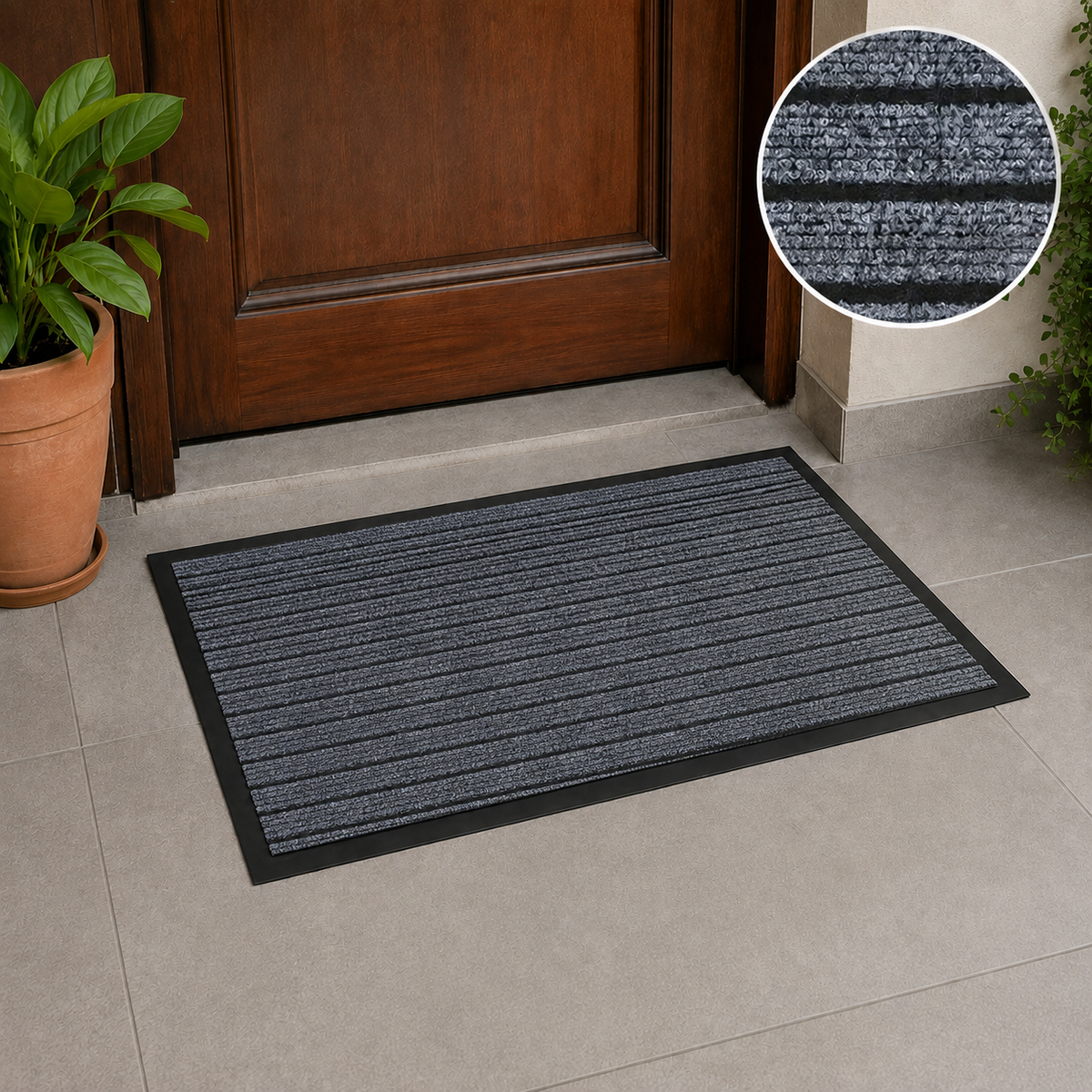 Ribbed Dirt Trapping Entrance Door Mat Non Slip Indoor Outdoor Floor Mat