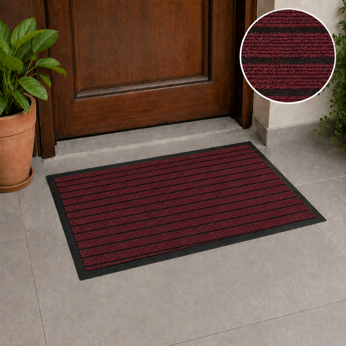Ribbed Dirt Trapping Entrance Door Mat Non Slip Indoor Outdoor Floor Mat