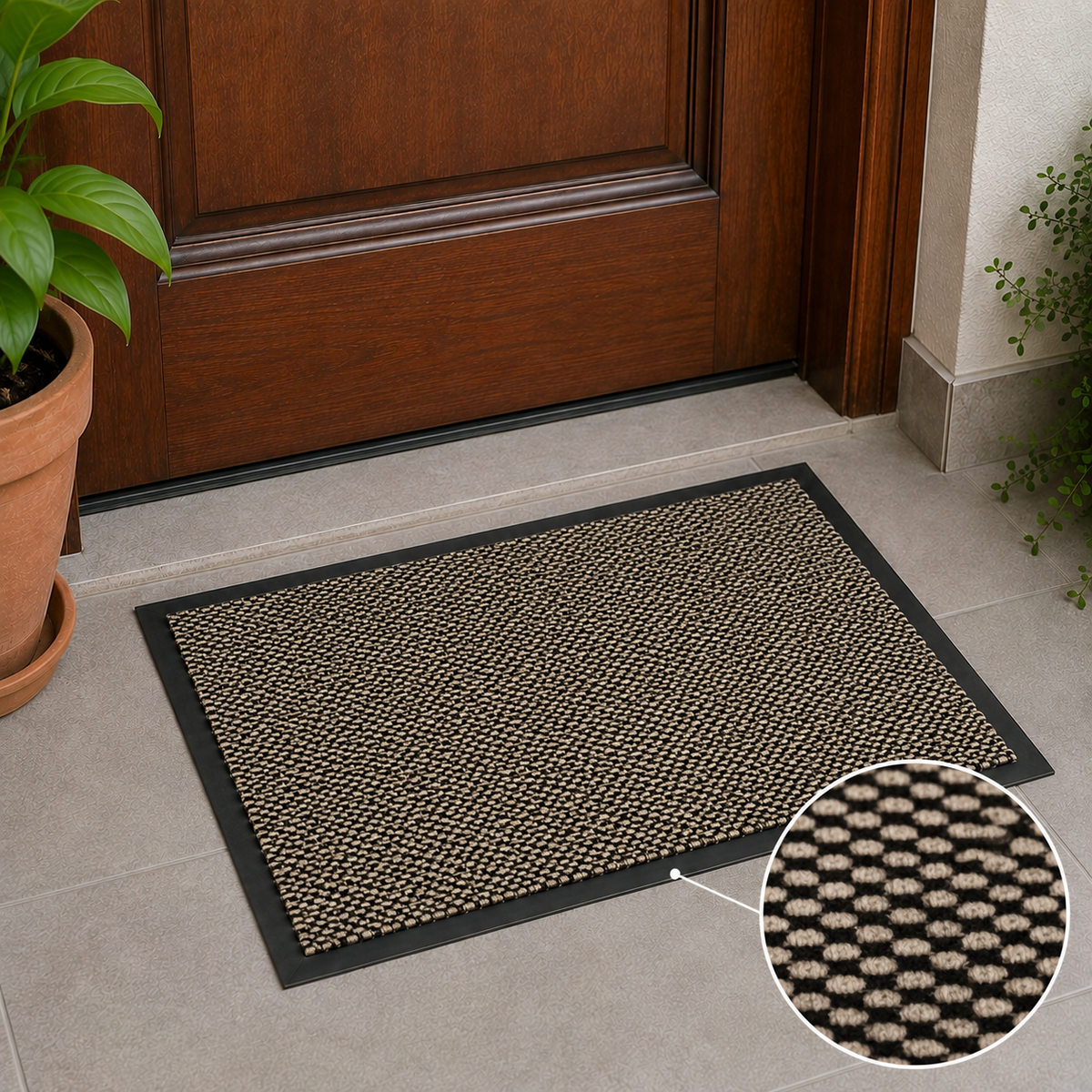 Ribbed Dirt Trapping Entrance Door Mat Non Slip Indoor Outdoor Floor Mat