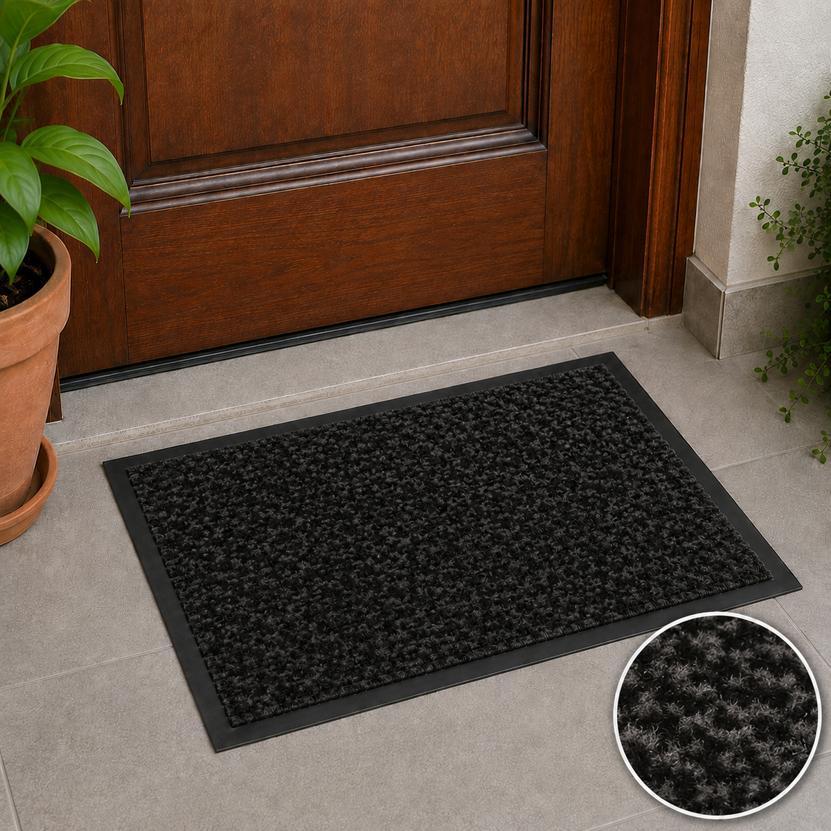 Ribbed Dirt Trapping Entrance Door Mat Non Slip Indoor Outdoor Floor Mat