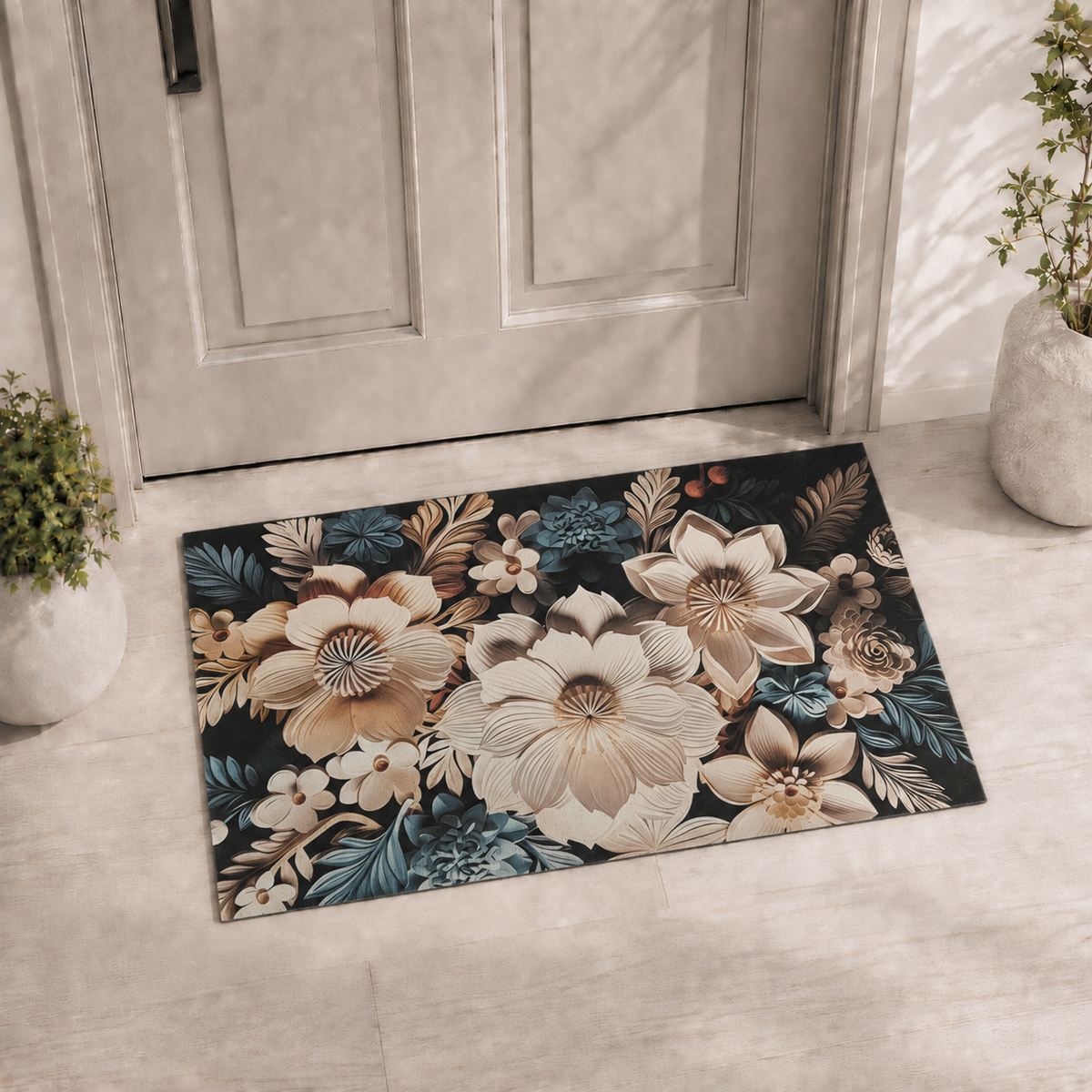 Premium Traditional Area Rug with Non-Slip Backing Elegant Decorative Indoor Floor Carpet 80*50 cm