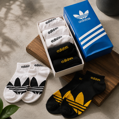 Adidas Low Cut Cotton Sports Socks 5 Pair Set Breathable No Show Athletic Socks