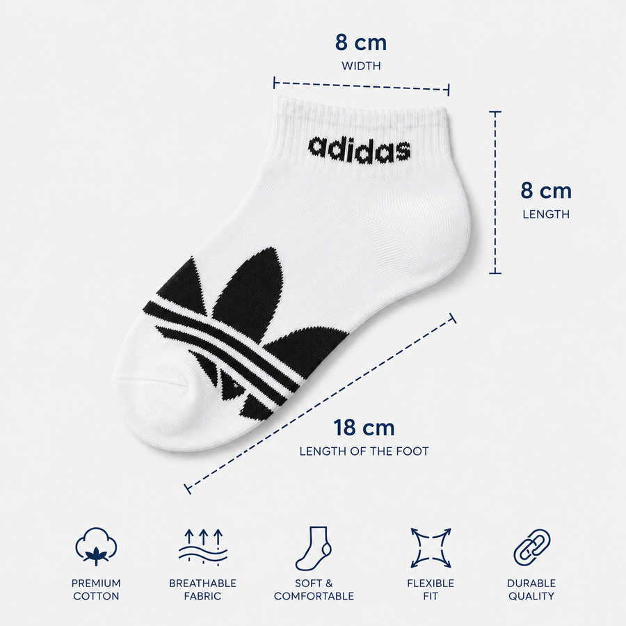 Adidas Low Cut Cotton Sports Socks 5 Pair Set Breathable No Show Athletic Socks