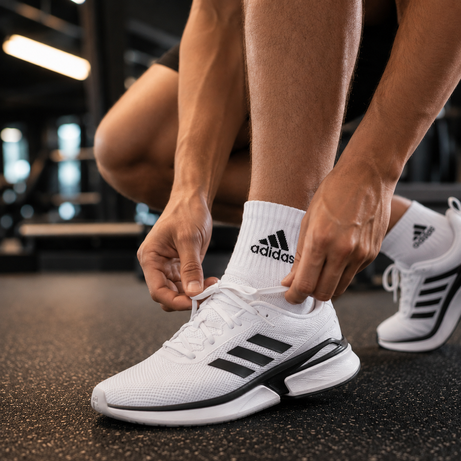 Adidas Sports Crew Socks 5 Pair Set Cotton Athletic Socks Breathable Everyday Training Socks