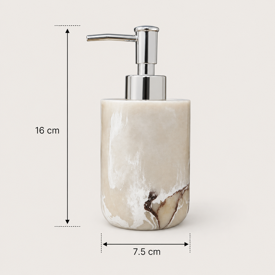 4 Piece Marble Effect Bathroom Accessories Set with Soap Dispenser, Toothbrush Holder, Tumbler & Soap Dish