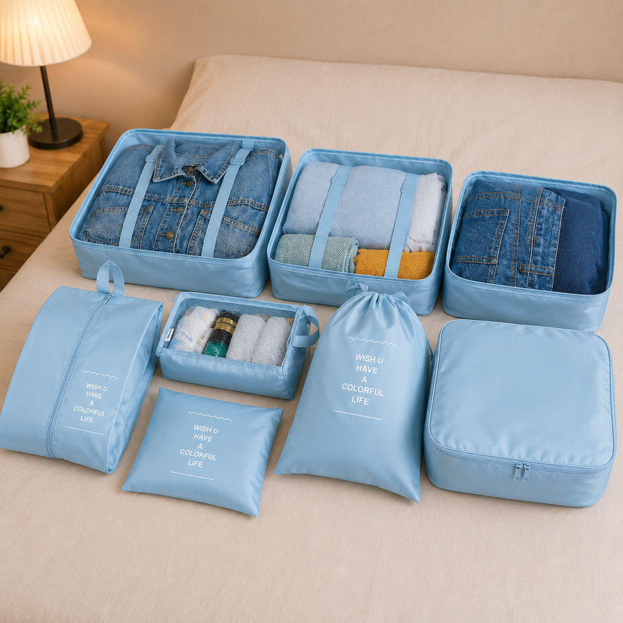 Travel Packing Cubes Luggage Organizer Set 8 Pieces Suitcase Storage Bags