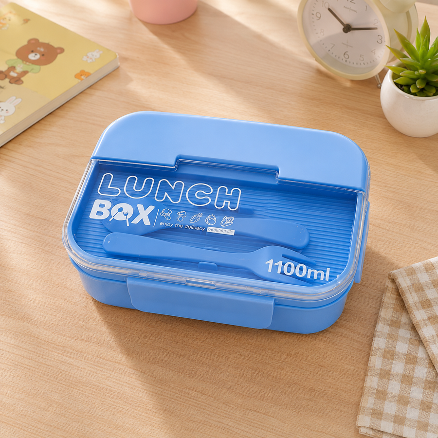 Kids Lunch Box with Spoon Fork Set 1100ml Leakproof Food Storage Container BPA Free