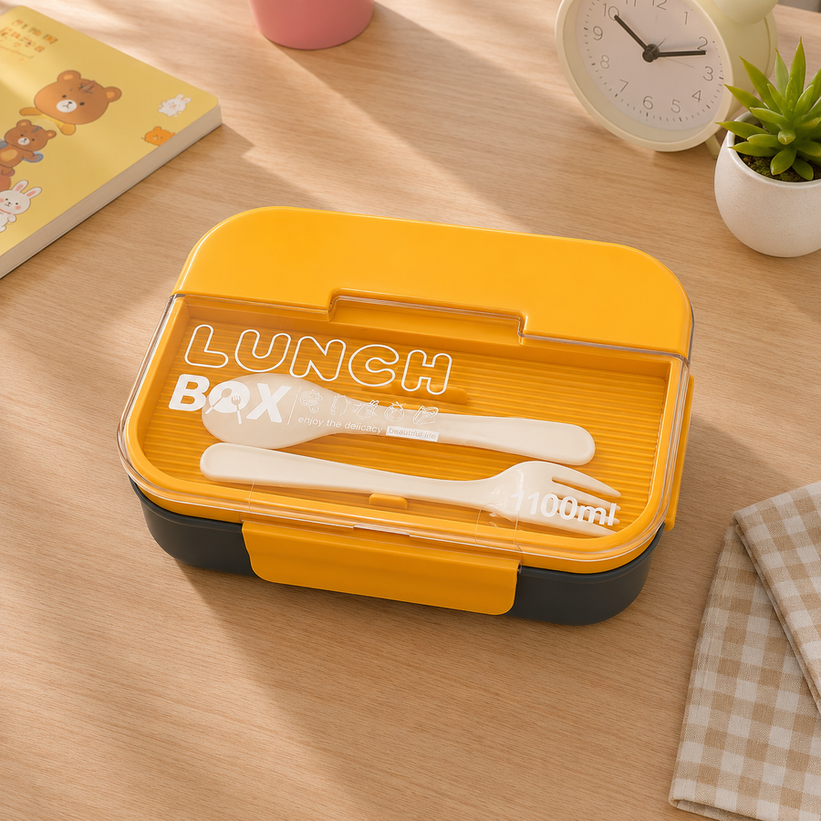 Kids Lunch Box with Spoon Fork Set 1100ml Leakproof Food Storage Container BPA Free