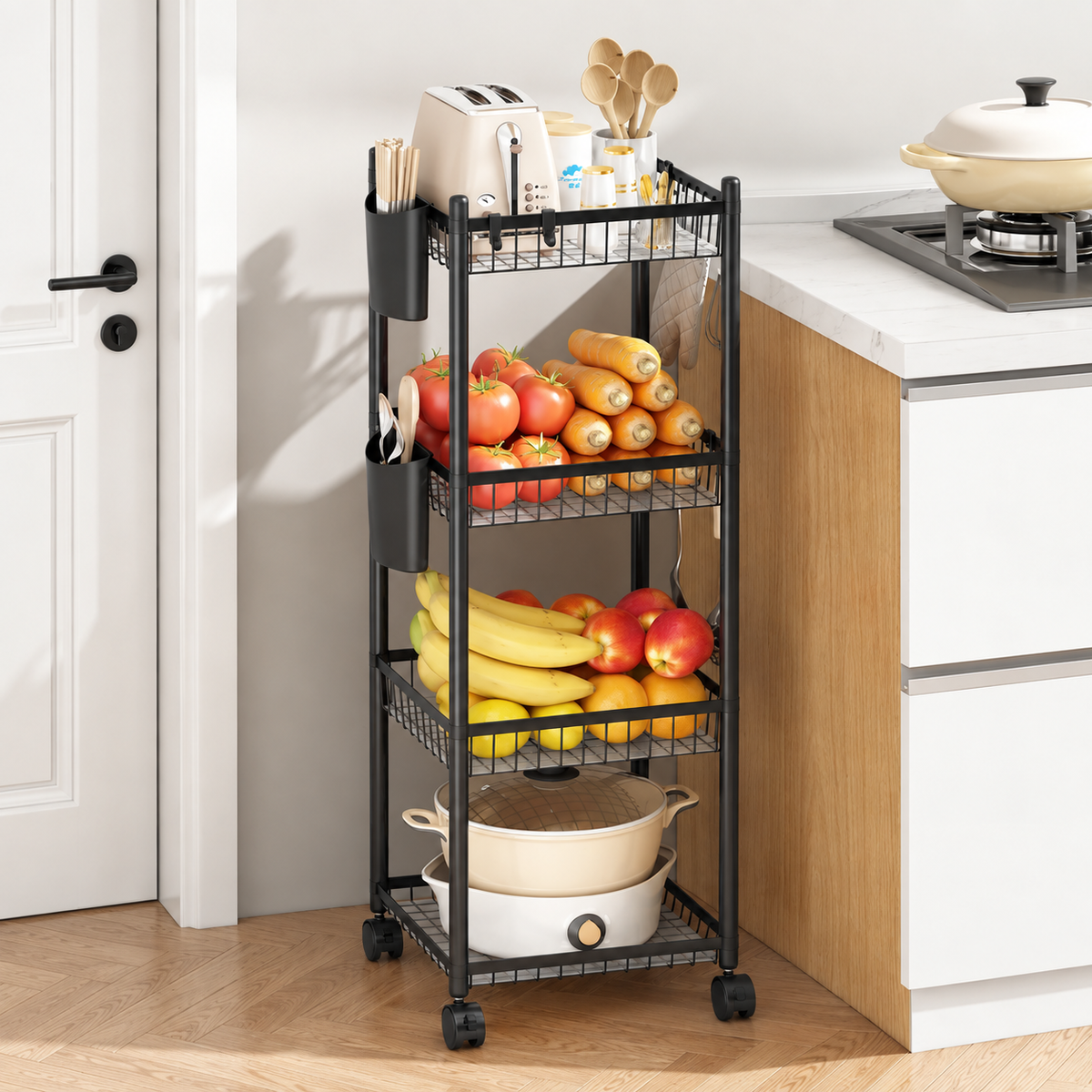 4 Tier Metal Rolling Storage Rack