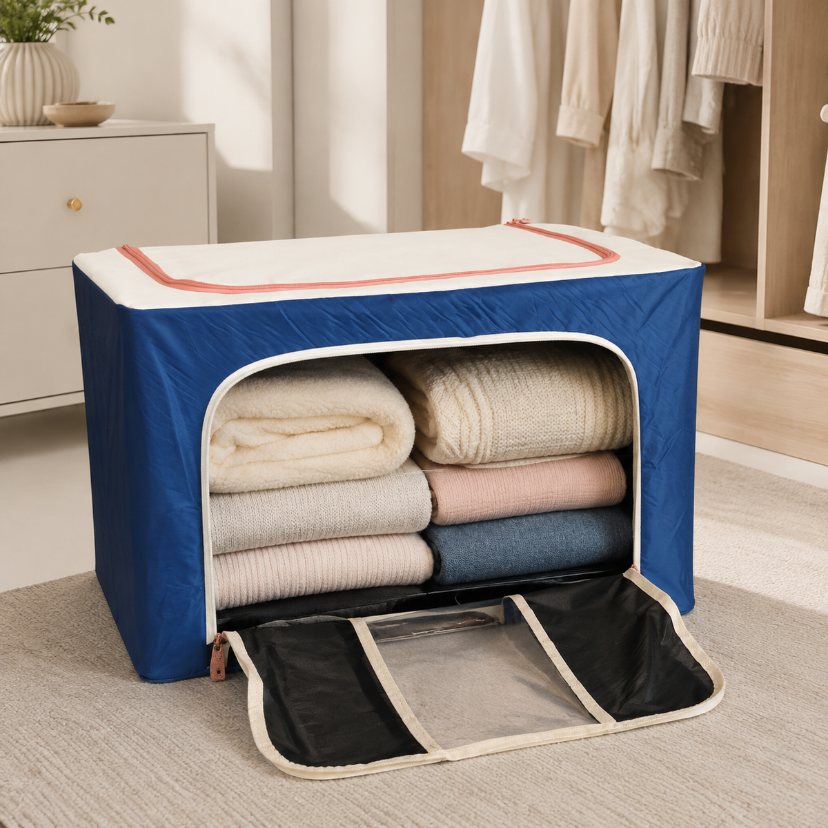Storage Box Foldable Fabric Organizer Clothes Blanket Bedding Storage Container