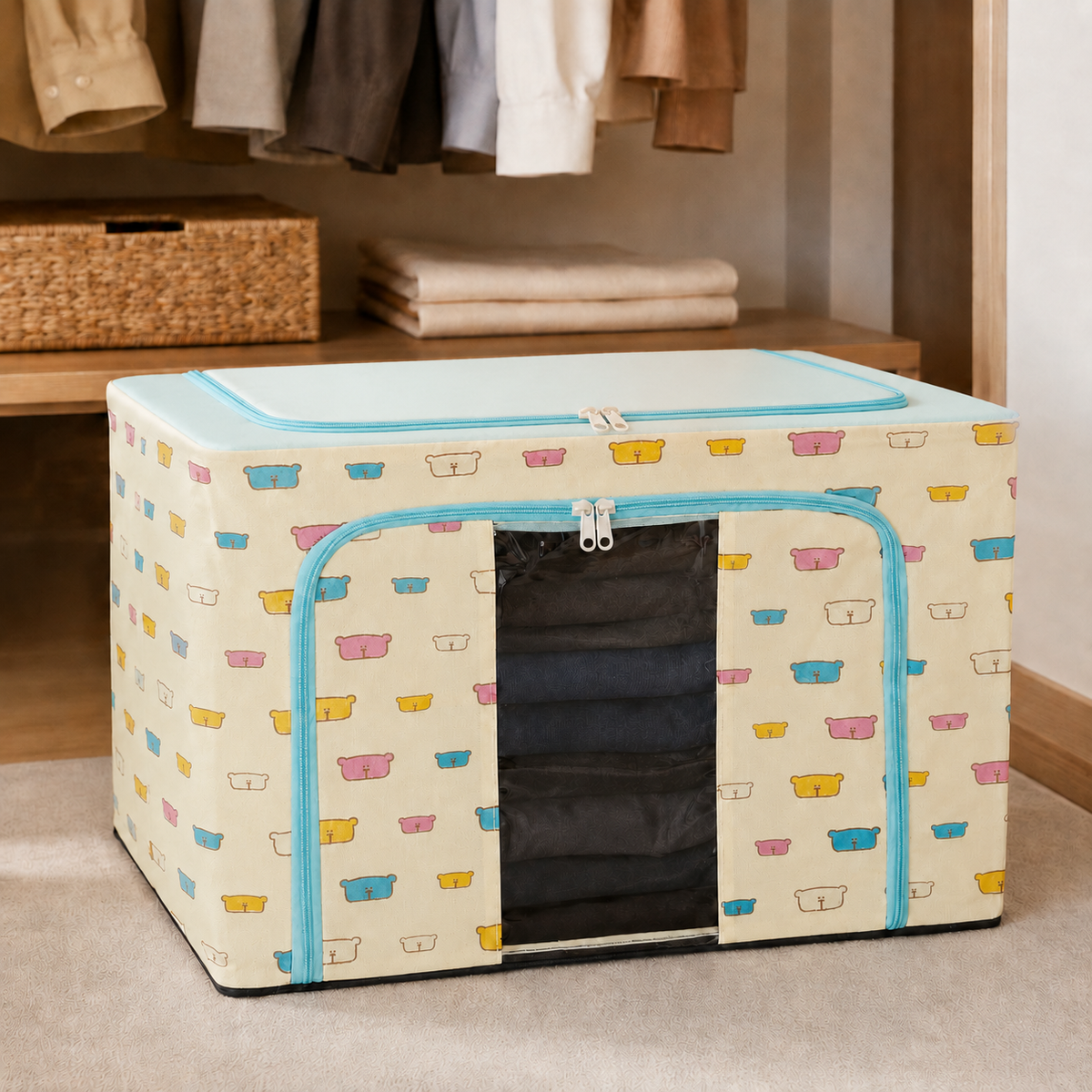 Storage Box Foldable Fabric Organizer Clothes Blanket Bedding Storage Container