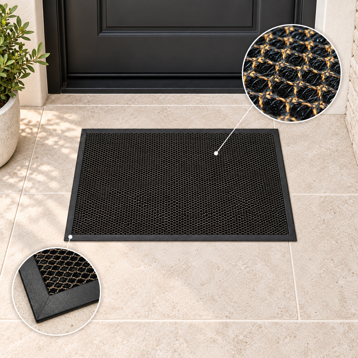 Heavy Duty Textured Door Mat Indoor & Outdoor Use 90*60 cm