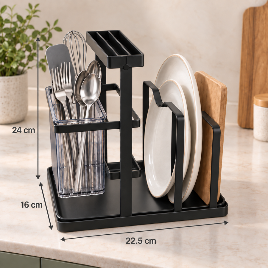 Multipurpose Dish Drying Rack with Utensil Holder