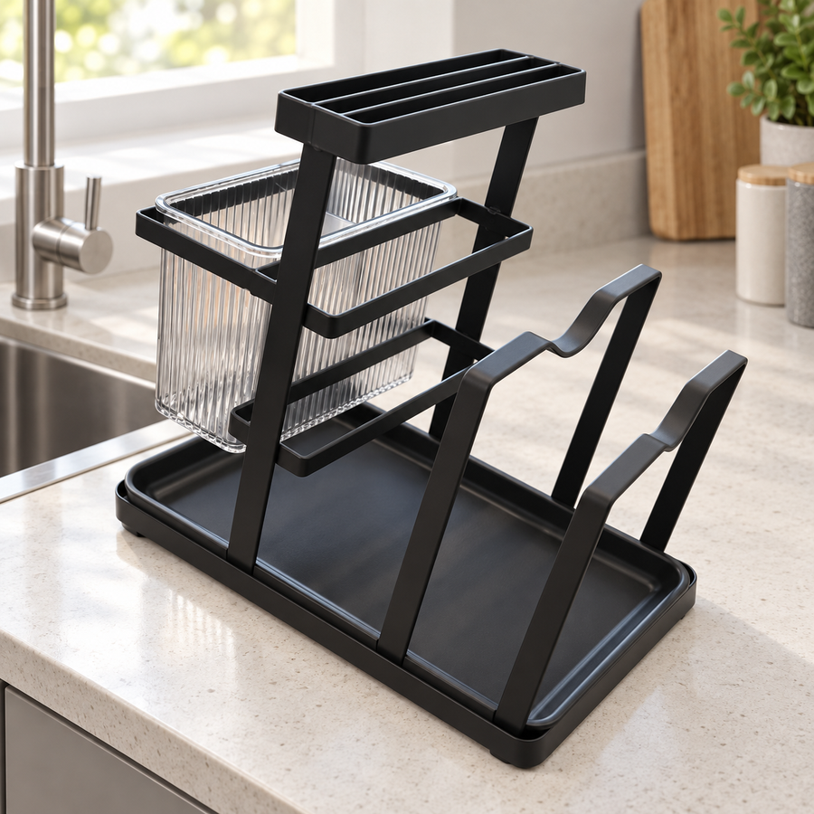 Multipurpose Dish Drying Rack with Utensil Holder