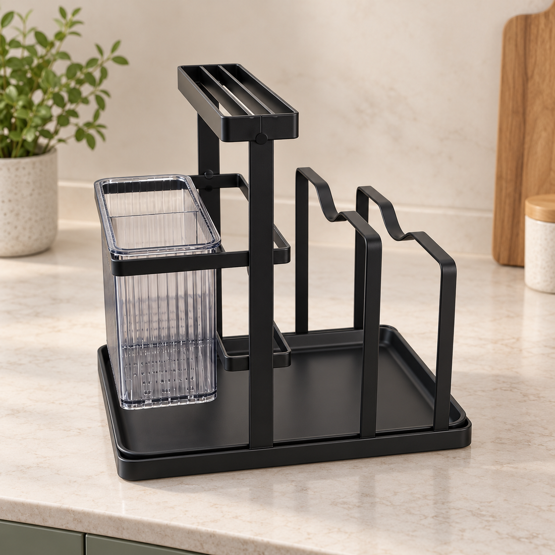 Multipurpose Dish Drying Rack with Utensil Holder