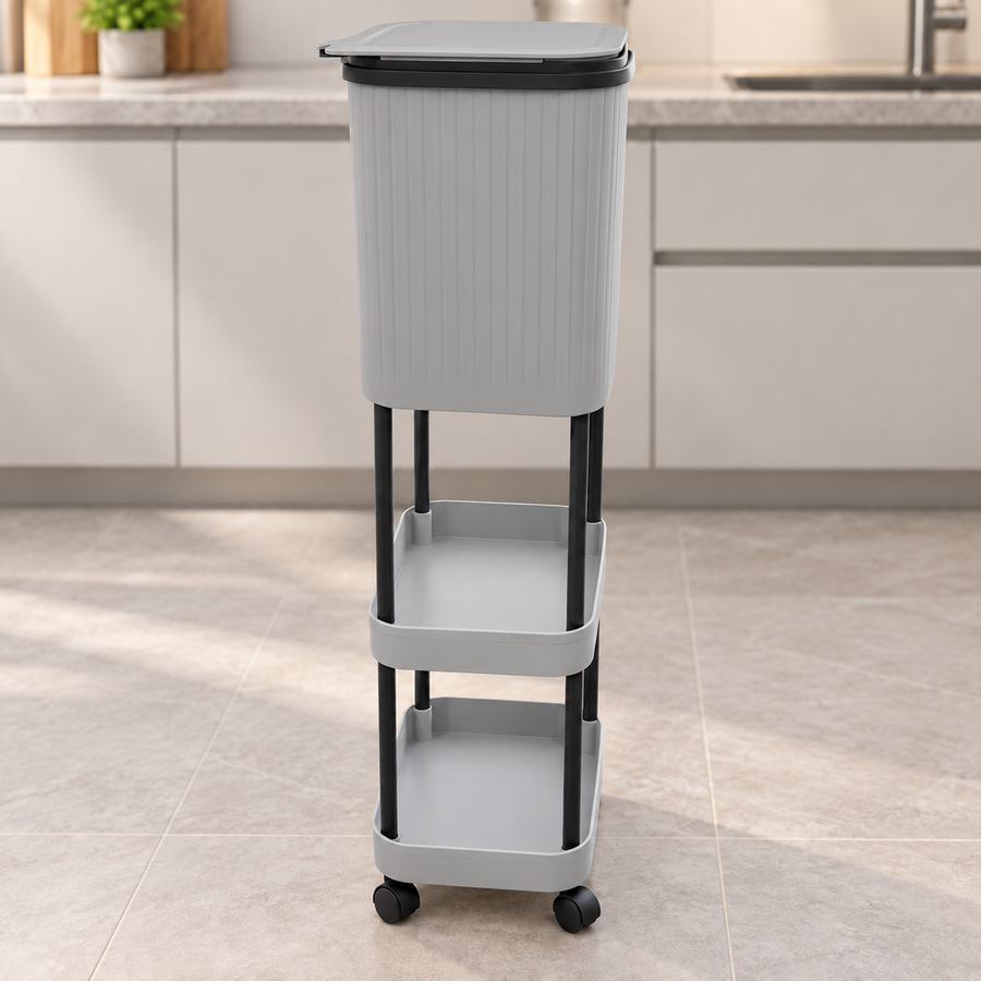 3 Tier Rolling Storage Rack with Lidded Container