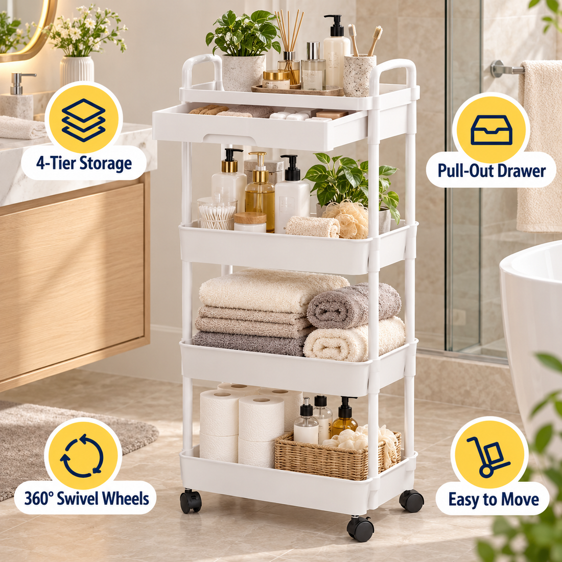 4 Tier Rolling Storage Rack