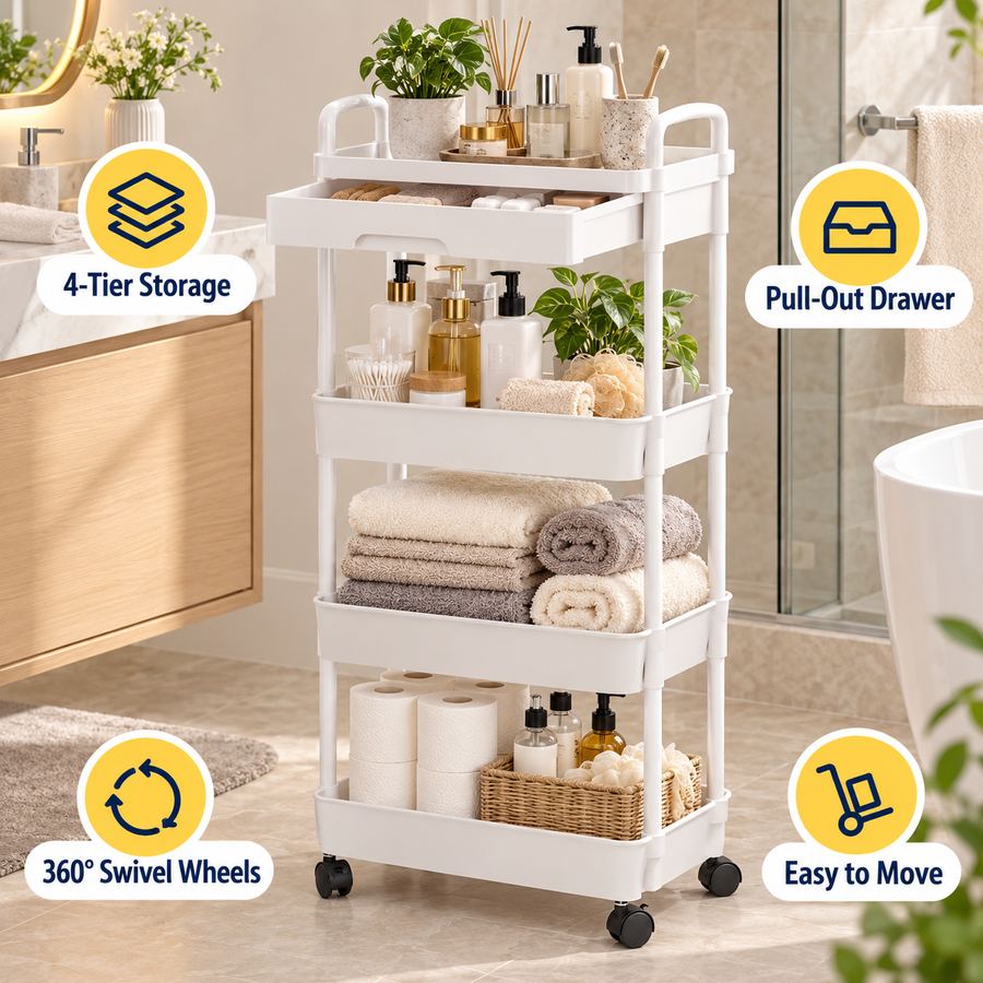 4 Tier Rolling Storage Rack
