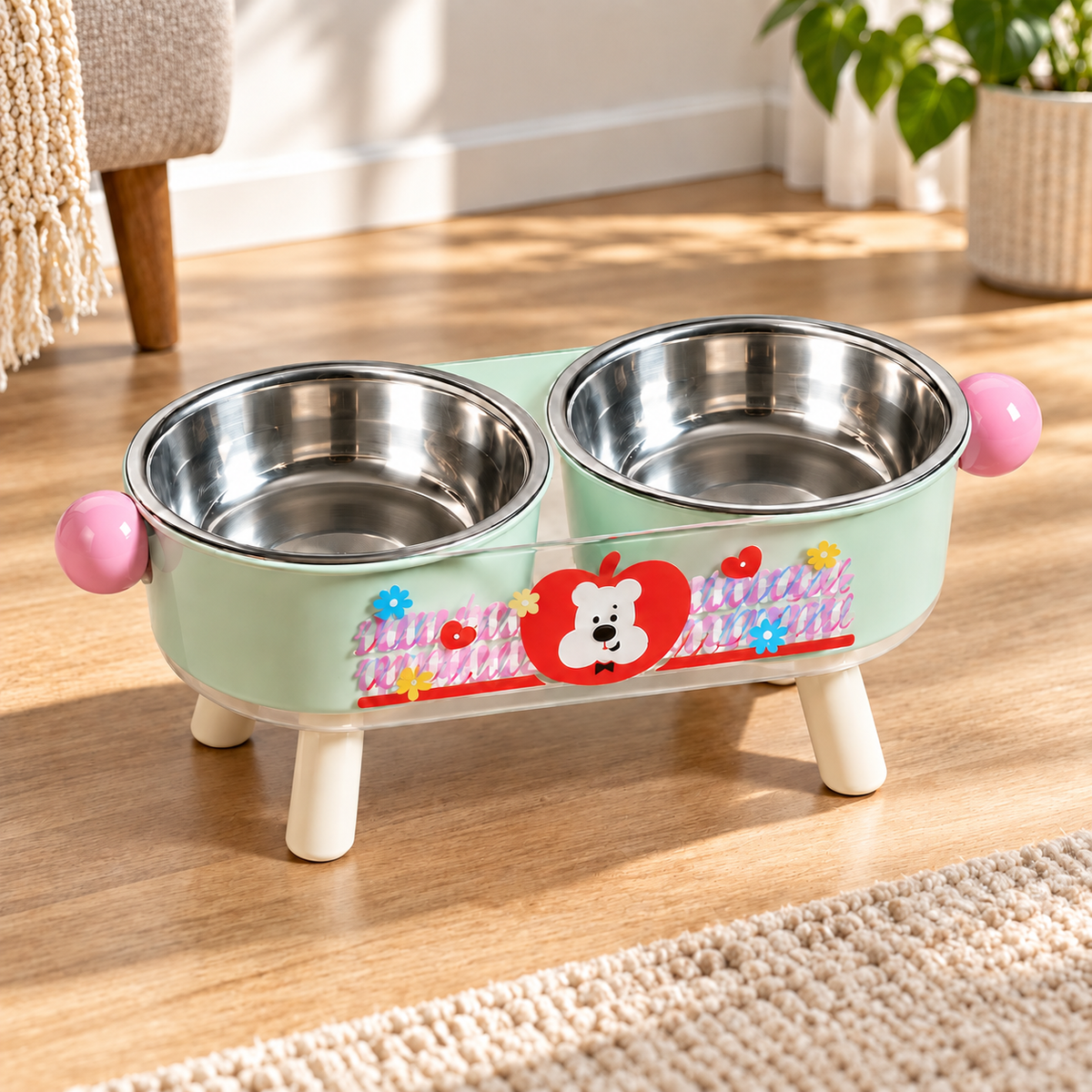 Double Stainless Steel Pet Bowl Set