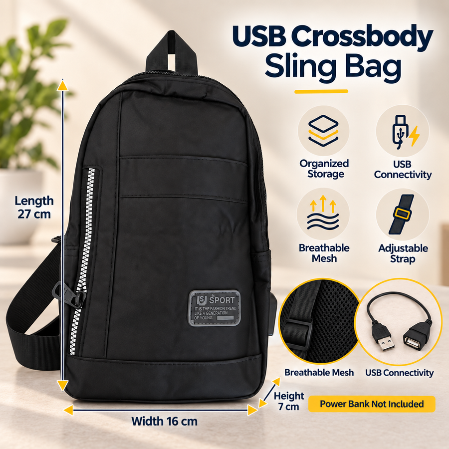 USB Crossbody Sling Bag