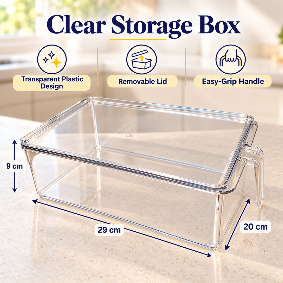 Plastic Refrigerator Storage Box with Lid and Handle