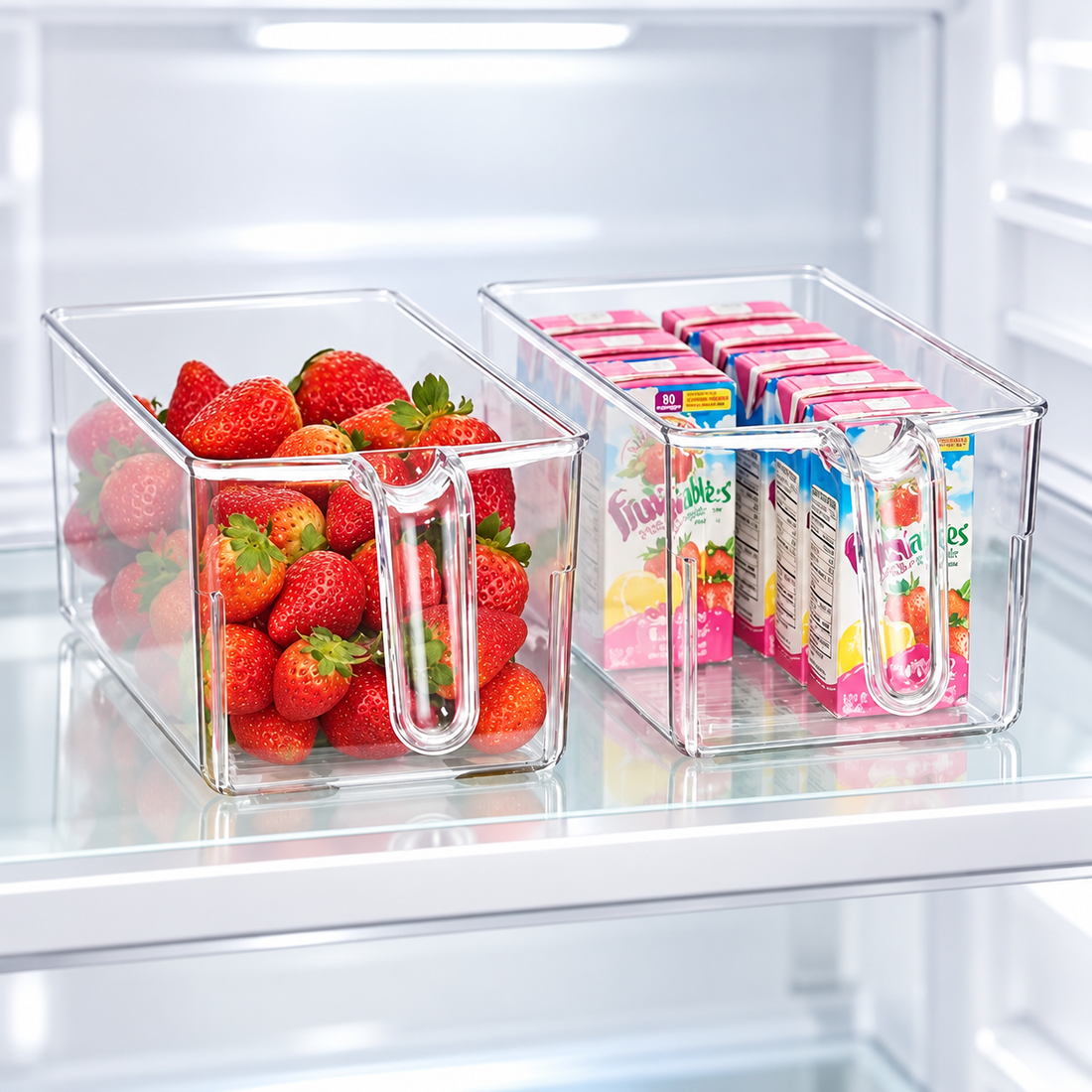 Plastic Refrigerator Storage Box with Lid and Handle