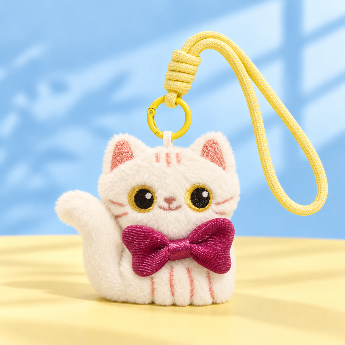 Plush Cat Keychain with Wrist Strap