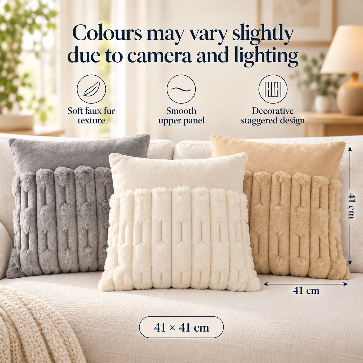 Textured Faux Fur Decorative Cushion with Zipper