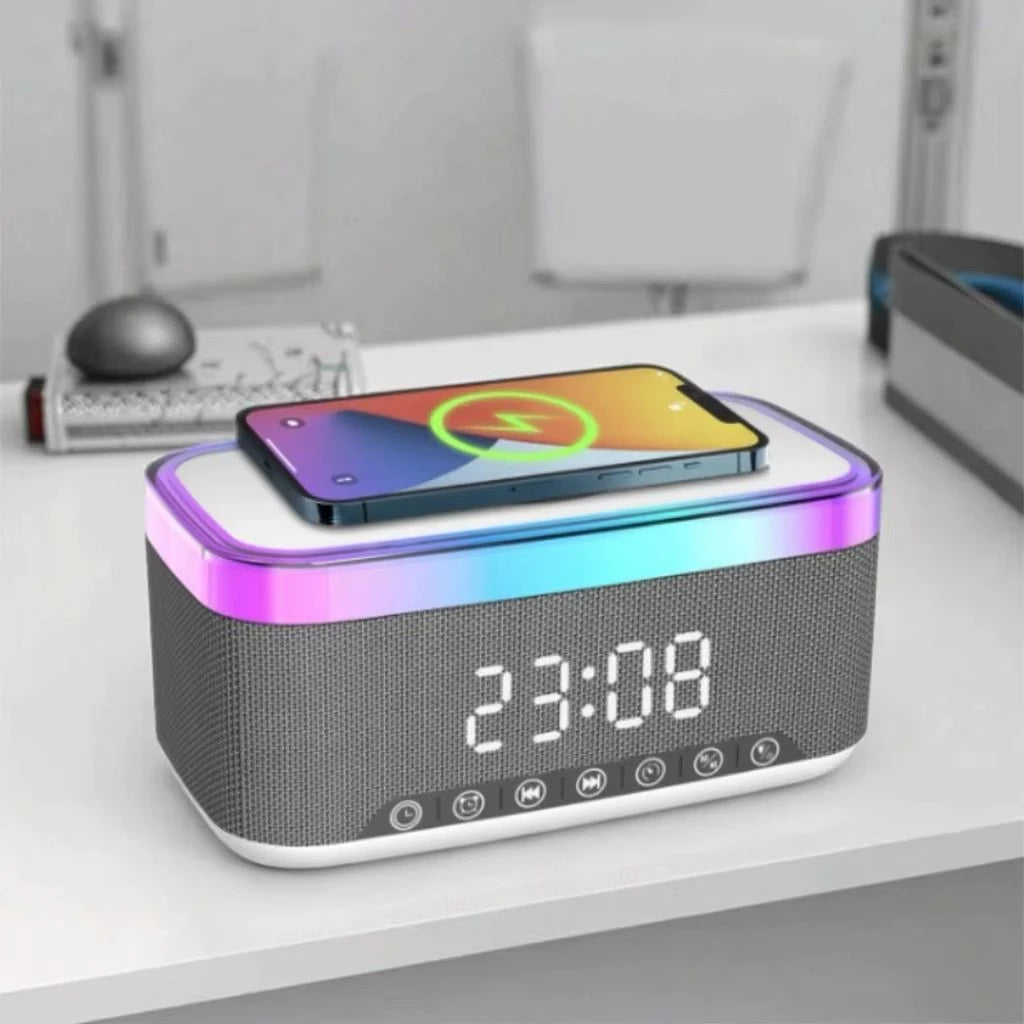 Bluetooth Speaker with LED Alarm Clock & Wireless Charger - Image 6