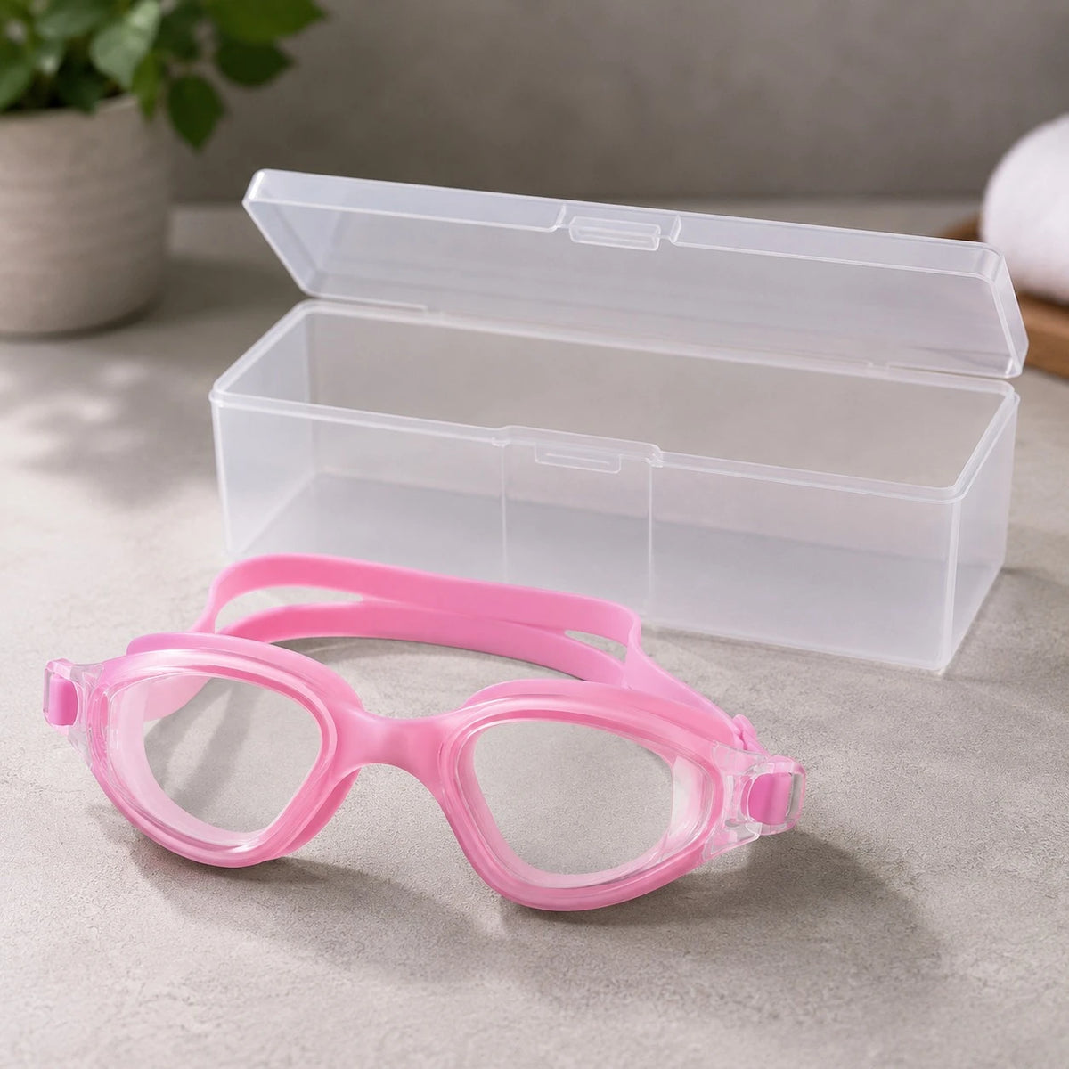 Swimming Goggles Anti Fog UV Protection Waterproof Swim Glasses Adjustable Elastic Strap Wide Vision Leak Resistant Pool Beach Training Goggles with Storage Case