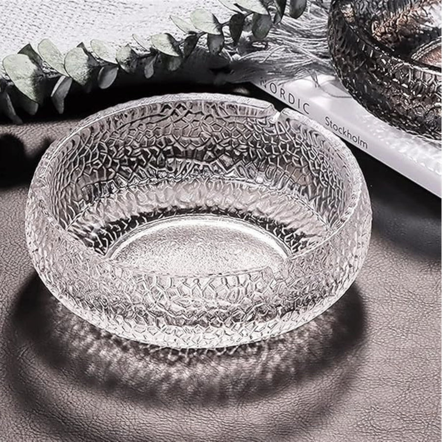 Red Cherry Crystal Glass Ashtray with Elegant Transparent Design for Home Office and Outdoor Use